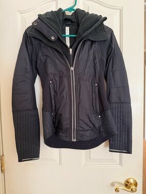 Vintage rare lululemon athletica Black Hooded Puffer Jacket with Lace details